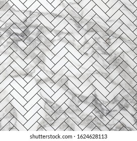 Vector white and grey herringbone marble pattern . Repeat diagonal rhombus marbling surface, modern luxurious chessboard background, luxury wallpaper, textile print, parquet and tile