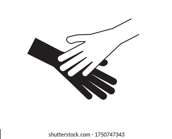 Vector White hand on Black hand