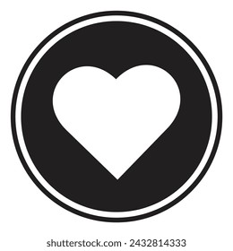 vector white heart in black circle icon
