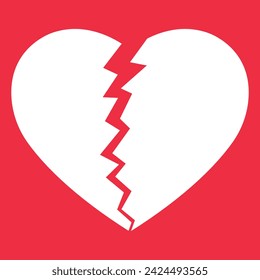 vector white heart broken icon symbol