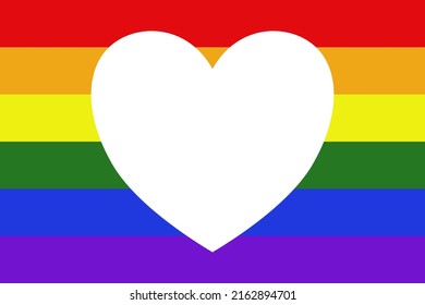 Vector de corazón blanco sobre el color LGBT.