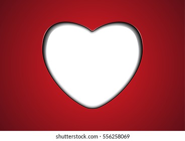 Vector white heart on red background