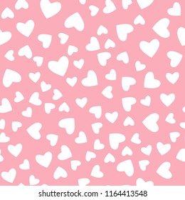 Vector white heart seamless pattern Isolated on pink background. Textile Design for baby shower