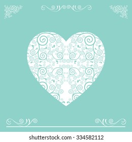vector white heart vintage card design 