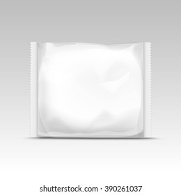 Vector White Horizontal Sealed Empty Transparent Plastic Bag for Package Design  Close up Isolated on White Background