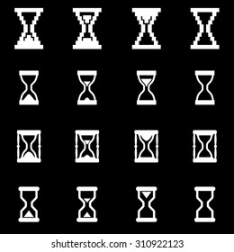 Vector white hourglass icon set. 