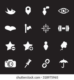 Vector white Icons set Social network on black background