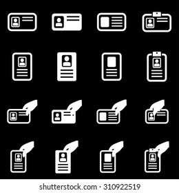 Vector white id card icon set