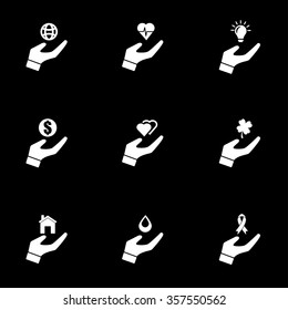 Vector white insurance hand icon set.