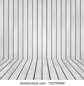 Vector white  interior room with brown wooden wall and floor