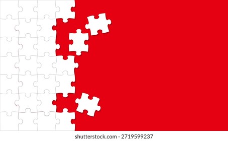 Vector Blanco Puzzle Ilustración De Fondo Con Un Espacio De Texto Sobre Un Fondo Rojo.