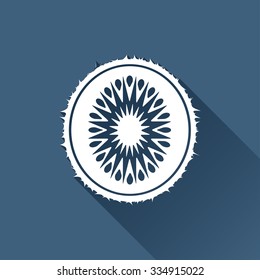 Vector white kiwi icon on dark background 