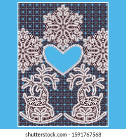 Vector White Lace Horses Deer Clip Art 