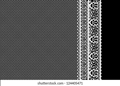 Vector white lace on black background