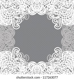 Vector white lace on texture, template.