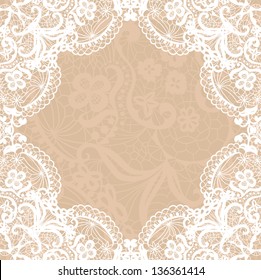 Vector white lace on texture, template.