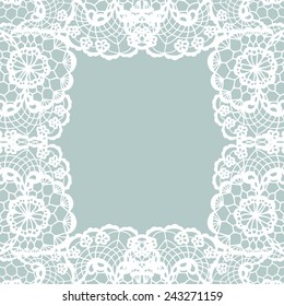 Vector white lace on texture, template.