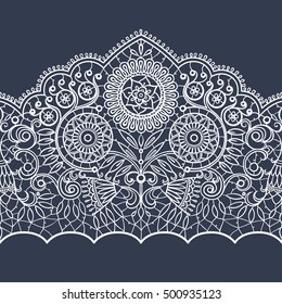 Vector white lace ribbon element. Vector seamless background. Can be used for your design of lingerie, greeting cards, wedding invitations, jewelry and other