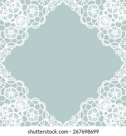 Vector white lace vintage frame. Vector illustration. 