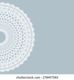 Vector white lace vintage frame. Vector illustration. 