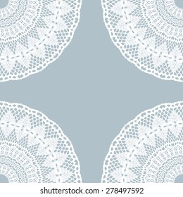 Vector white lace vintage frame. Vector illustration. 