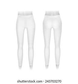 Vector White Leggings Pants Isolated on White Background