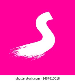 Vector white letter S on a pink background. Logo.