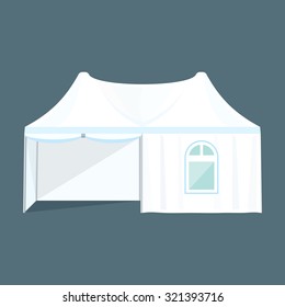 vector white light blue color twin dome folding tent marquee window illustration
