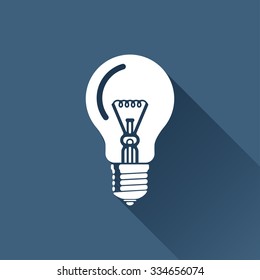 Vector white lightbulb icon on dark background 