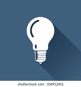 Vector white lightbulb icon on dark background 