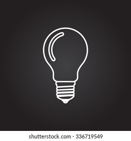 Vector white lightbulb icon on dark background 