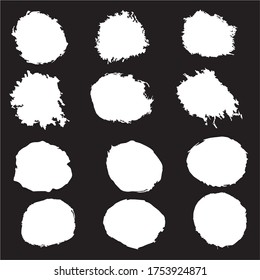 vector white line, grunge brushstrokes in ink isolated on a black background