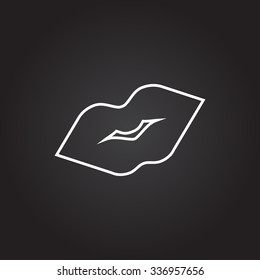 Vector white lips kiss icon on dark background 