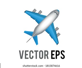 The Vector White Literal Airplane Emoji Icon With Blue Wings And Engines, Represent Global Air Travel Or Flight Mode