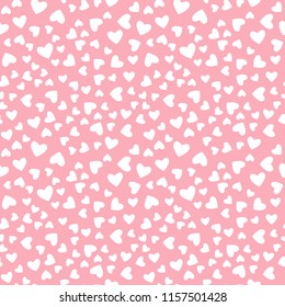 Vector white little heart seamless pattern Isolated on pink background.