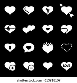 Vector white logistics icons set on black background