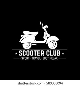 Vector white logo scooter club on black background