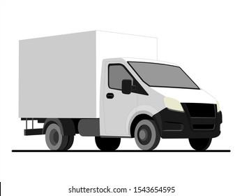 vector white lorry, isolated on a white background; three quarter view; car template for advertising; small truck.