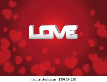 Vector White love with red background