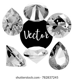 Vector White Luxury Gems Illustration Set
