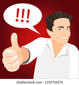 vector white man holding like finger up and smiling at red