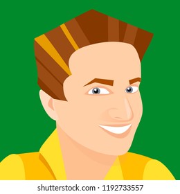 vector white man smiling business avatar on green
