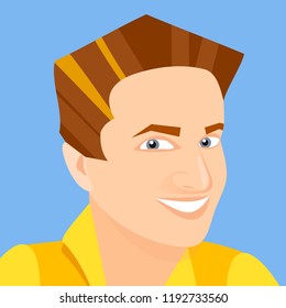 vector white man smiling business avatar on blue