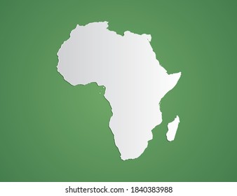 Vector white map of Africa on green background.