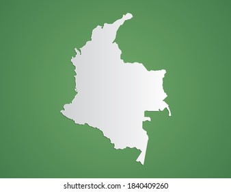 Vektor-weiße Karte von Kolumbien auf grünem Hintergrund.