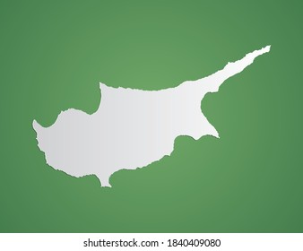 Vector white map of Cyprus on green background.
