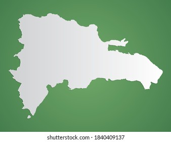 Vector white map of Dominican Republic on green background.