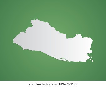 Vector white map of El Salvador on green background.