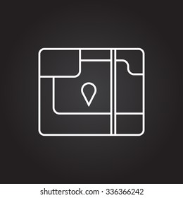 Vector white map flat icon on dark background 