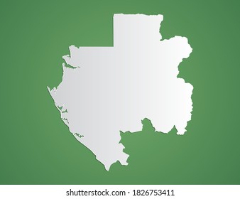 Mapa blanco vectorial de Gabón sobre fondo verde.